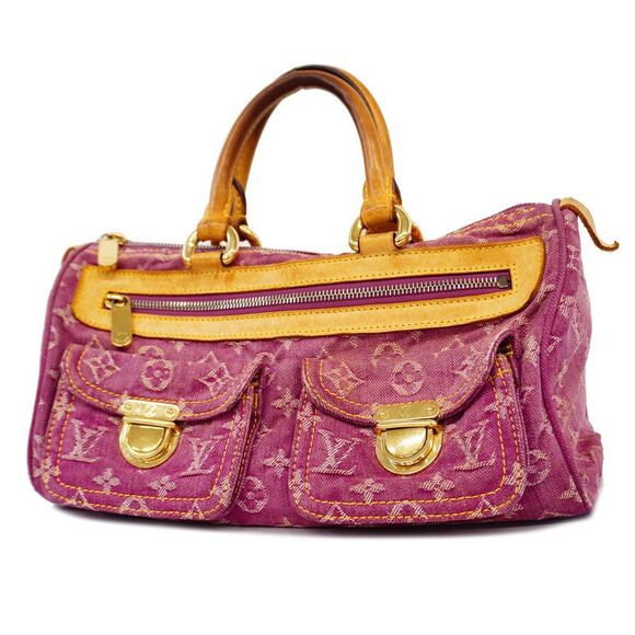 Louis Vuitton Handbag Monogram Denim Neo Speedy Fuchsia - Picture 1 of 12